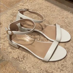 Stuart Weitzman Nudistjune white leather sandal- 7